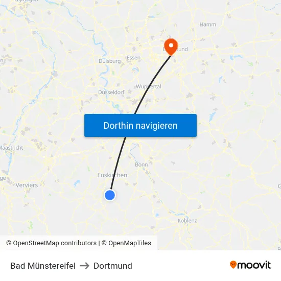 Bad Münstereifel to Dortmund map