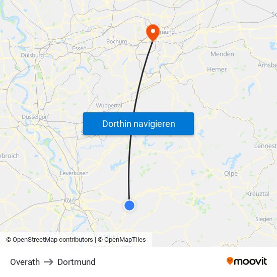 Overath to Dortmund map