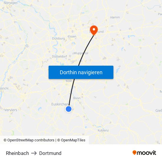 Rheinbach to Dortmund map