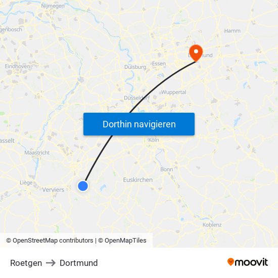 Roetgen to Dortmund map