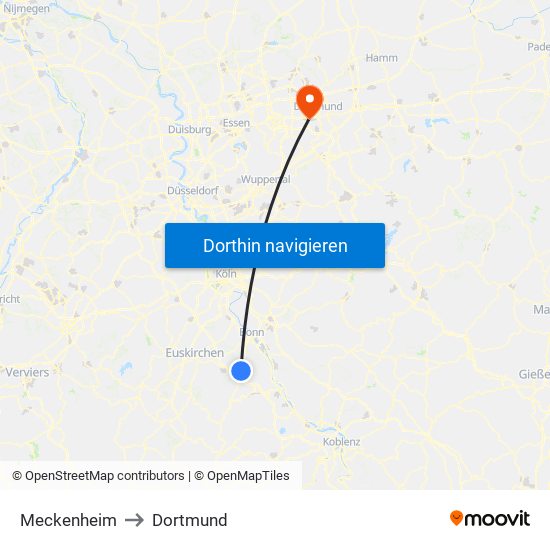 Meckenheim to Dortmund map
