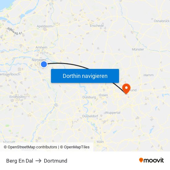 Berg En Dal to Dortmund map