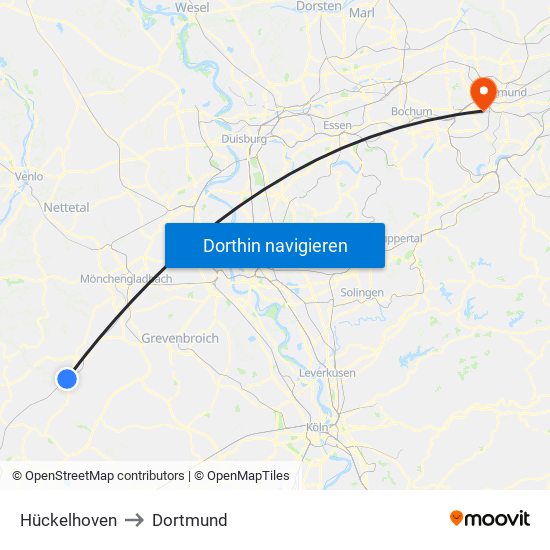 Hückelhoven to Dortmund map