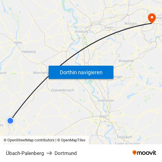 Übach-Palenberg to Dortmund map