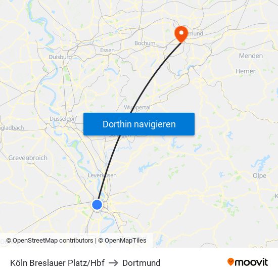 Köln Breslauer Platz/Hbf to Dortmund map