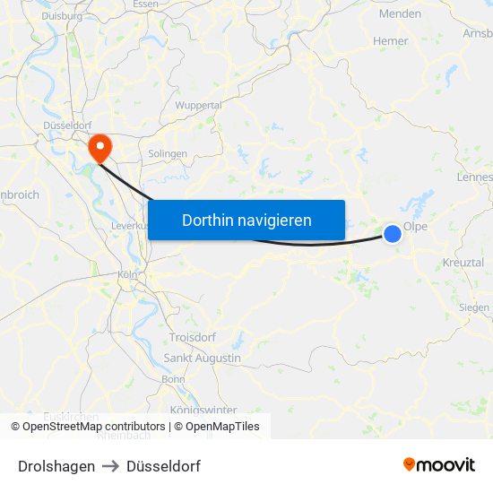 Drolshagen to Düsseldorf map