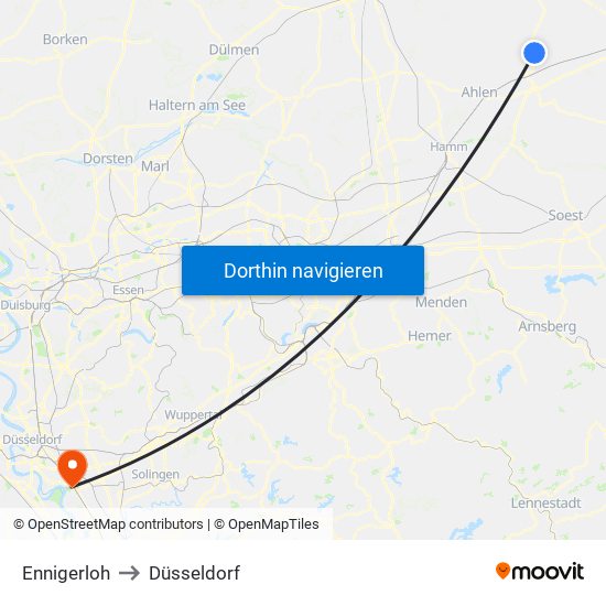 Ennigerloh to Düsseldorf map
