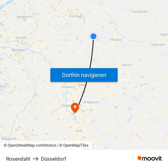 Rosendahl to Düsseldorf map