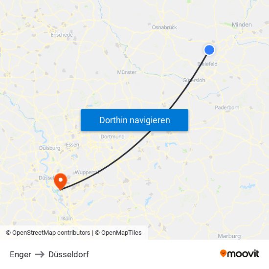 Enger to Düsseldorf map
