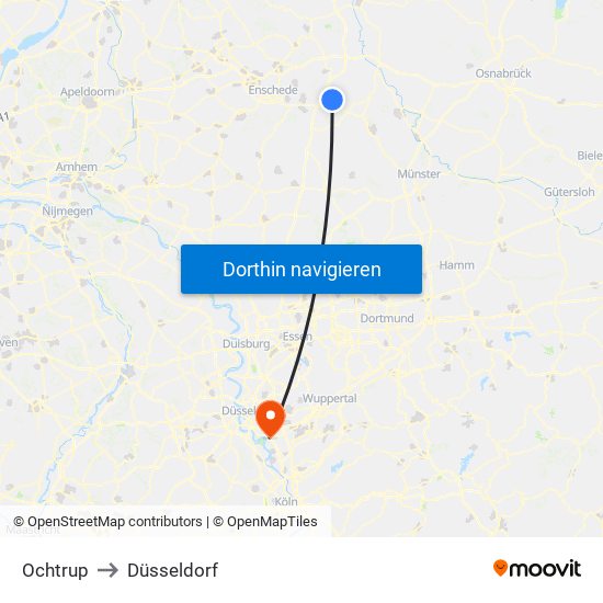 Ochtrup to Düsseldorf map