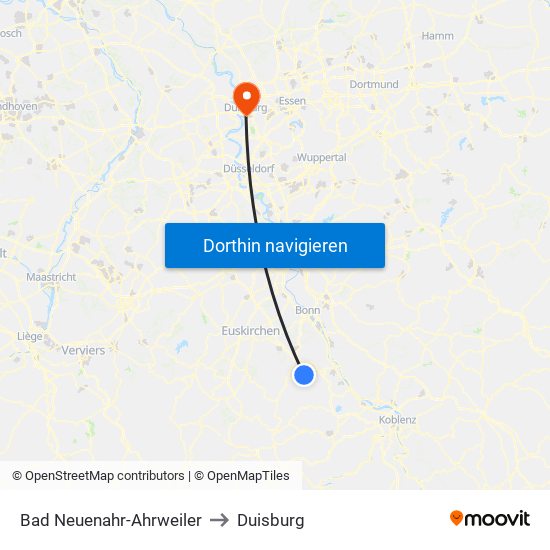 Bad Neuenahr-Ahrweiler to Duisburg map