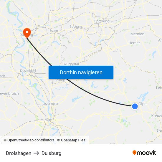 Drolshagen to Duisburg map