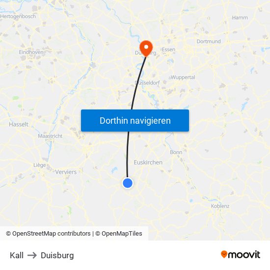 Kall to Duisburg map