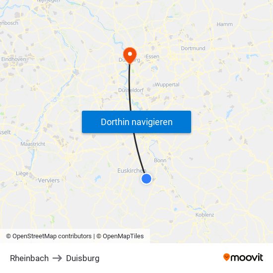 Rheinbach to Duisburg map