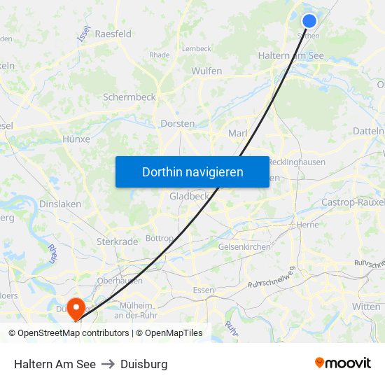 Haltern Am See to Duisburg map