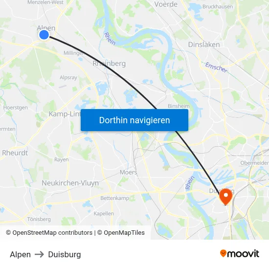 Alpen to Duisburg map
