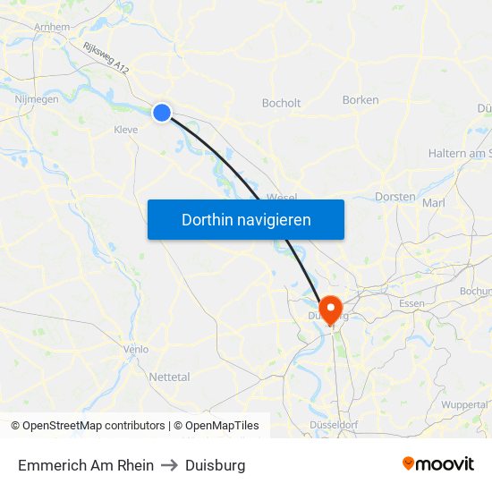 Emmerich Am Rhein to Duisburg map