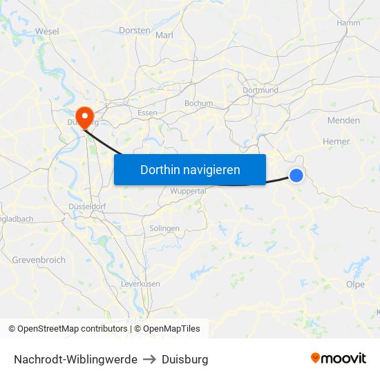 Nachrodt-Wiblingwerde to Duisburg map