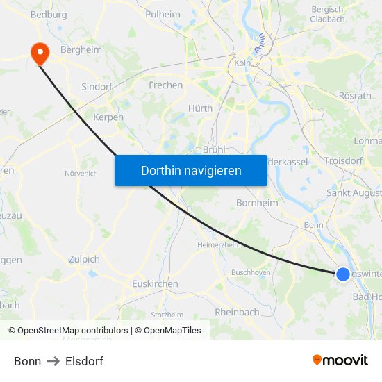 Bonn to Elsdorf map
