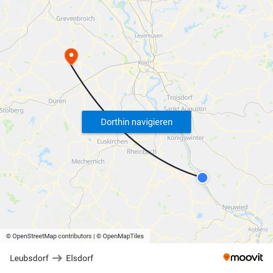 Leubsdorf to Elsdorf map