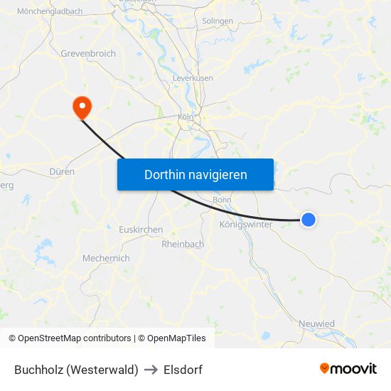 Buchholz (Westerwald) to Elsdorf map