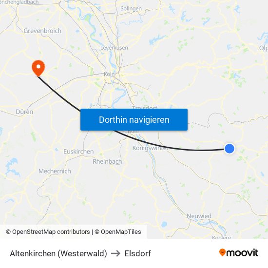 Altenkirchen (Westerwald) to Elsdorf map