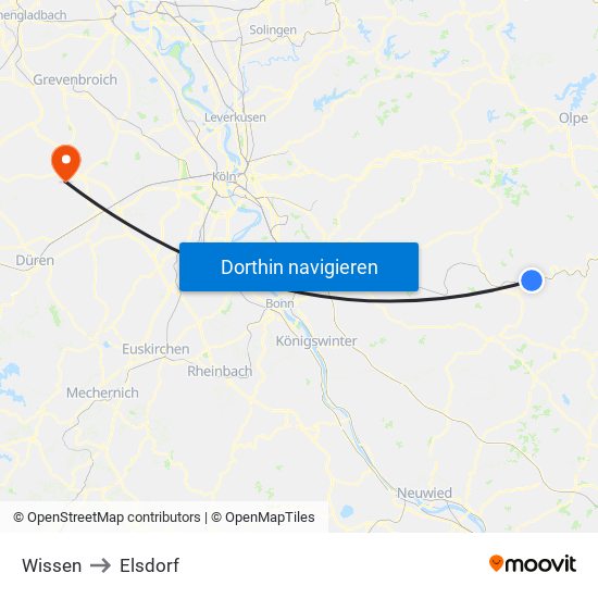 Wissen to Elsdorf map