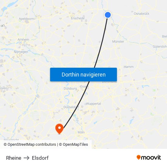 Rheine to Elsdorf map
