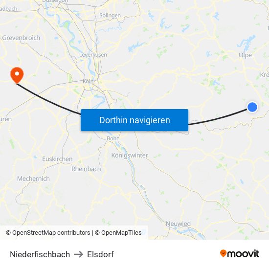 Niederfischbach to Elsdorf map