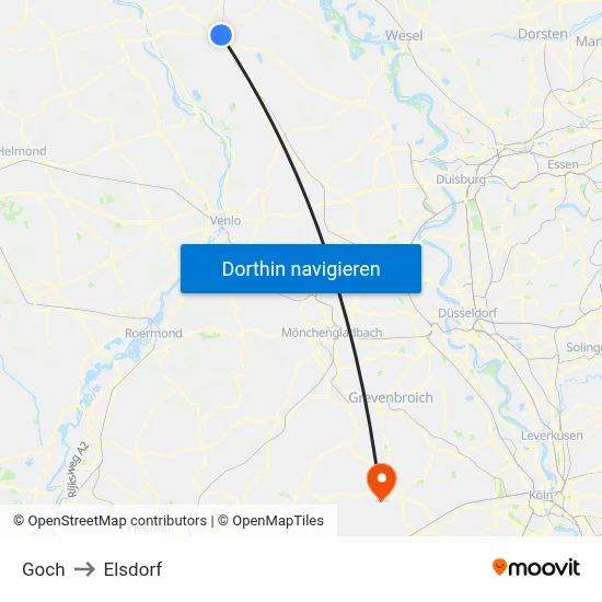 Goch to Elsdorf map