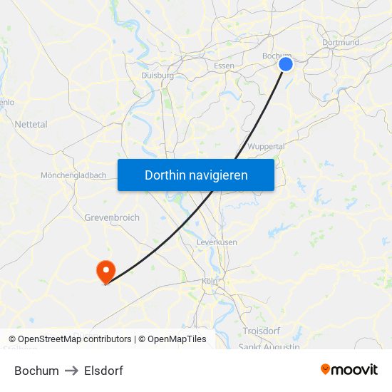 Bochum to Elsdorf map