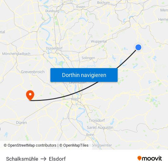 Schalksmühle to Elsdorf map