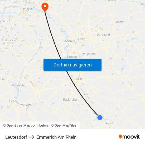 Leutesdorf to Emmerich Am Rhein map