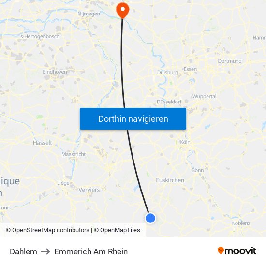 Dahlem to Emmerich Am Rhein map