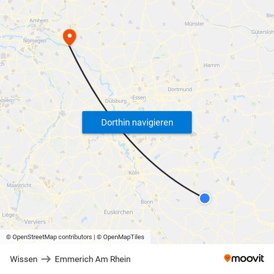 Wissen to Emmerich Am Rhein map