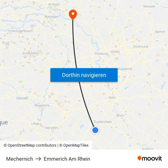 Mechernich to Emmerich Am Rhein map