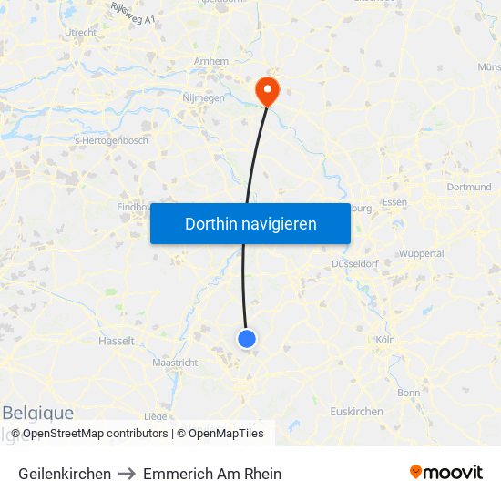 Geilenkirchen to Emmerich Am Rhein map