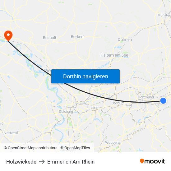 Holzwickede to Emmerich Am Rhein map