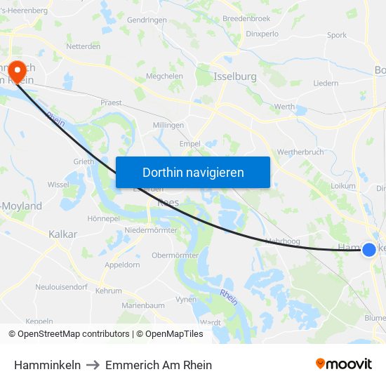 Hamminkeln to Emmerich Am Rhein map