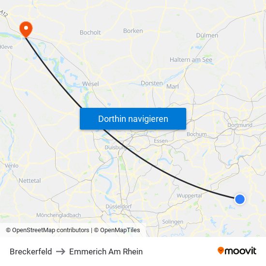 Breckerfeld to Emmerich Am Rhein map