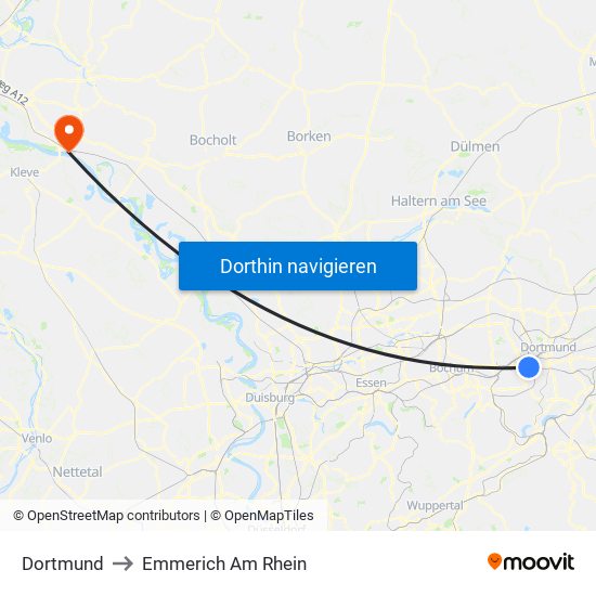 Dortmund to Emmerich Am Rhein map