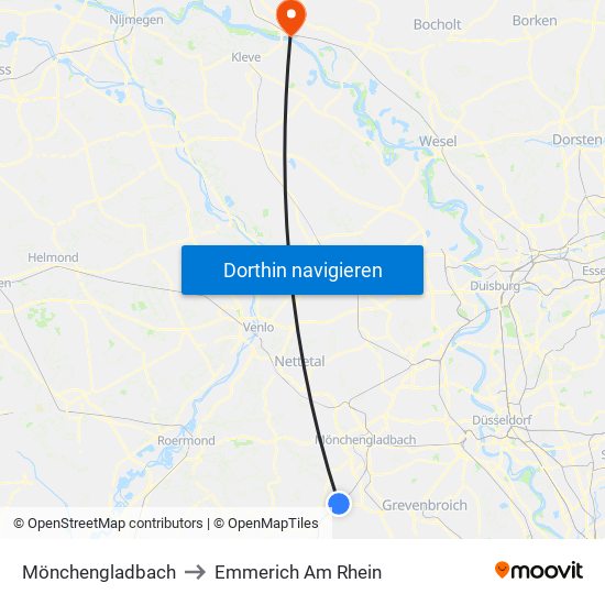 Mönchengladbach to Emmerich Am Rhein map