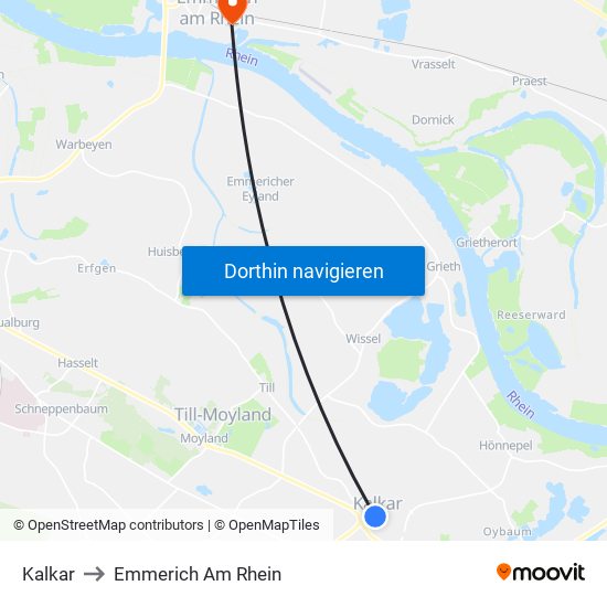 Kalkar to Emmerich Am Rhein map