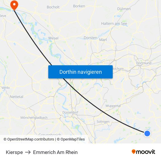 Kierspe to Emmerich Am Rhein map