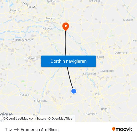 Titz to Emmerich Am Rhein map