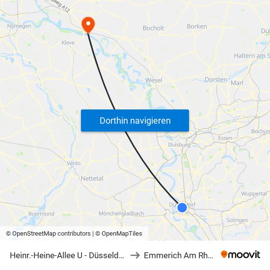 Heinr.-Heine-Allee U - Düsseldorf to Emmerich Am Rhein map