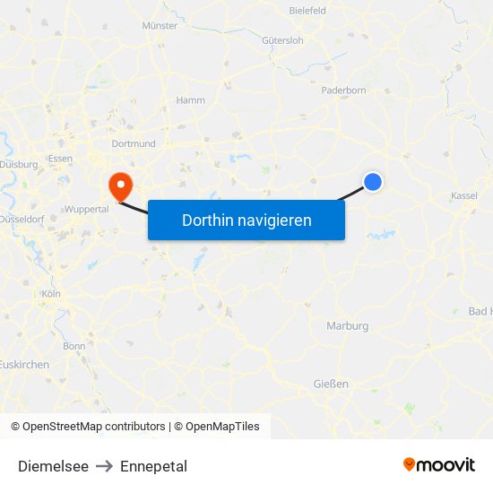 Diemelsee to Ennepetal map