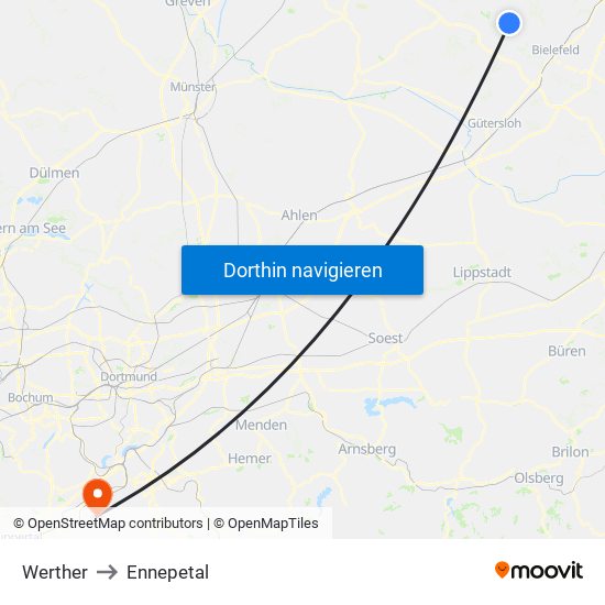 Werther to Ennepetal map