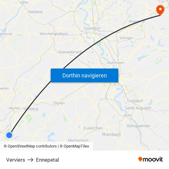 Verviers to Ennepetal map