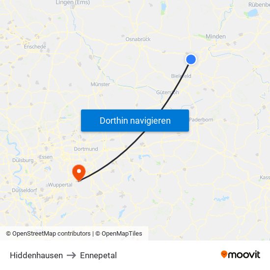 Hiddenhausen to Ennepetal map